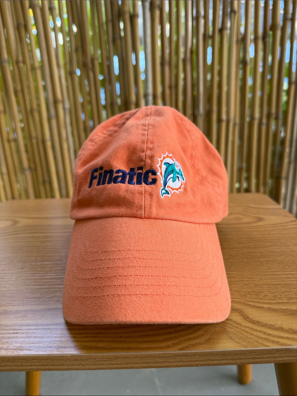 Finatic Orange Dolphin Embroidered Baseball Cap